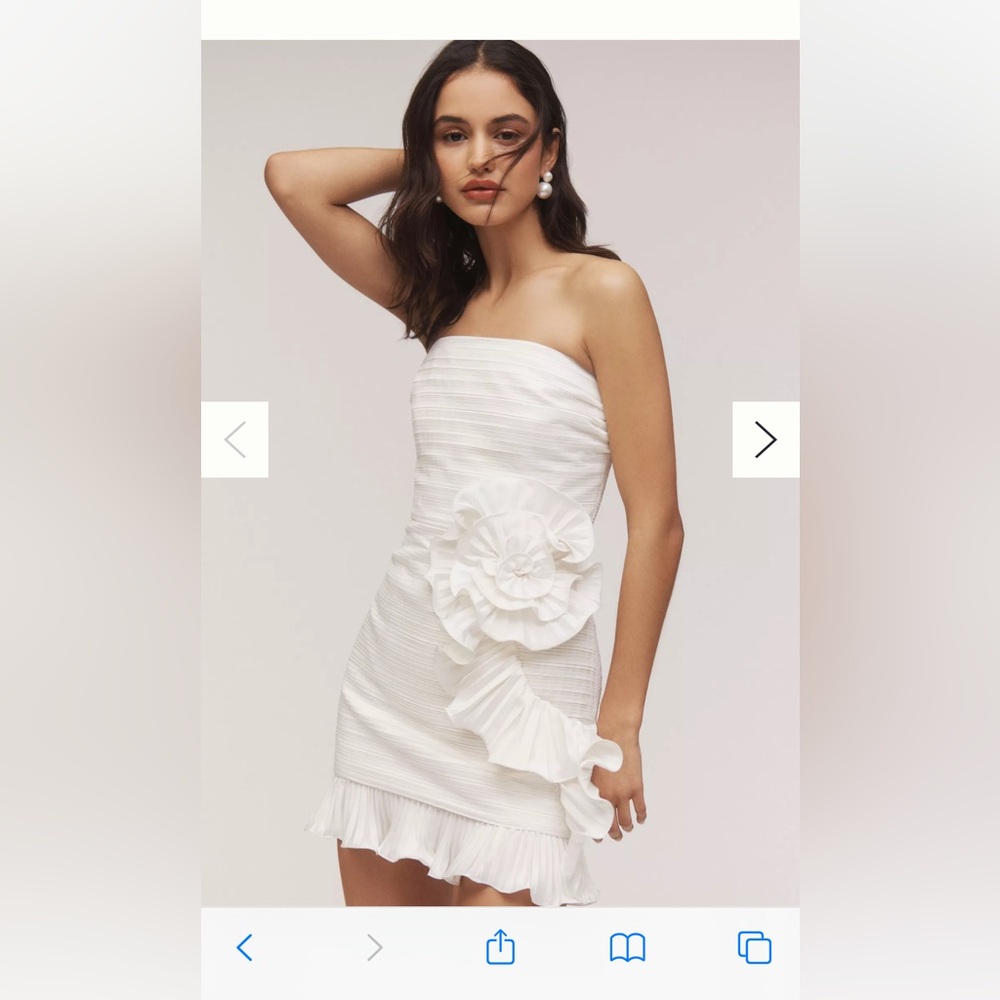 AMUR  Isla Strapless Rosette Ruffle-Trim Mini Dress